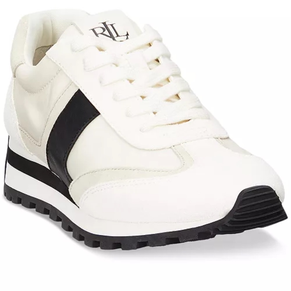 Ralph Lauren Cream and Black Athletic Shoes